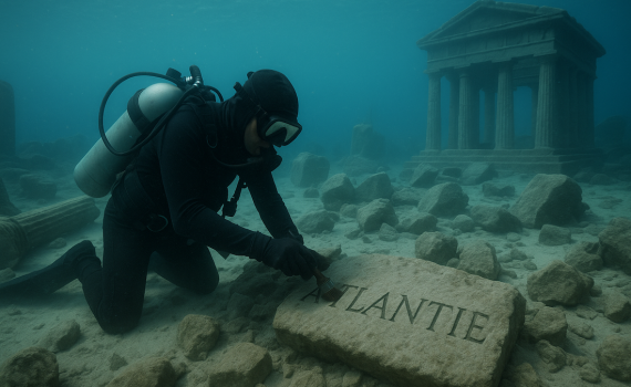Image d'un plongeur faisant de l'archéologie générée par ChatGPT.